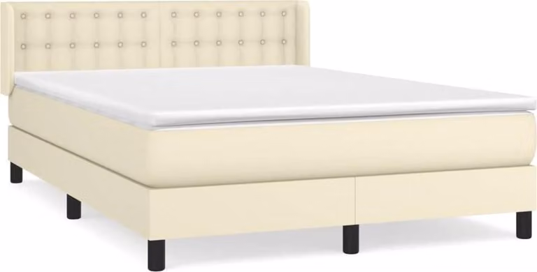 Giroletto a Molle con Materasso Crema 140x200 cm in Pelle finta