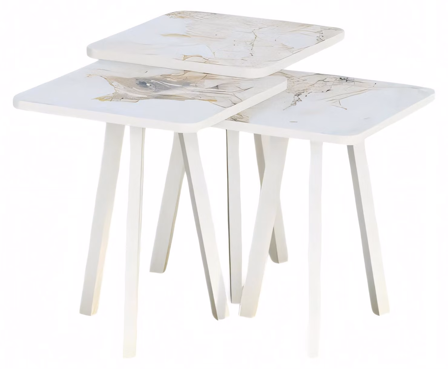 Weißes Holz Couchtisch-Set im modernen Design