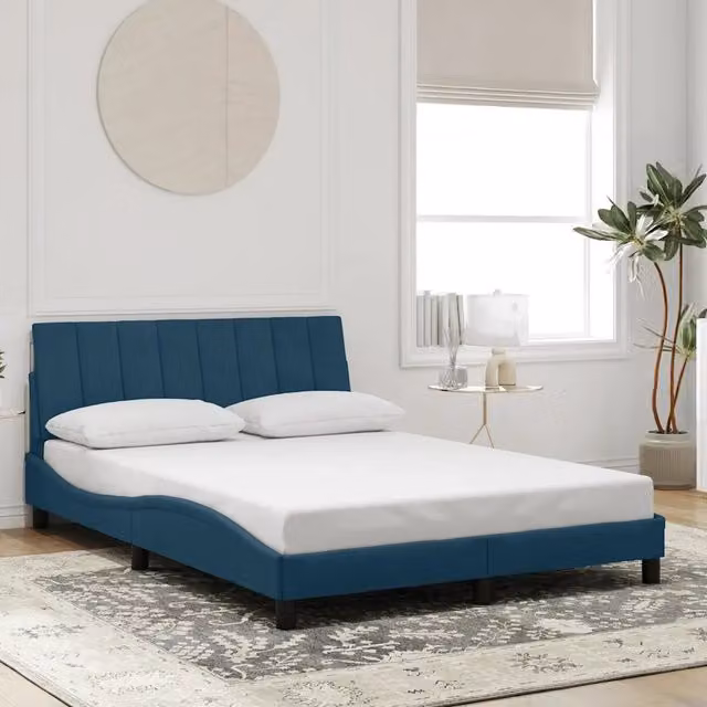 Giroletto senza Materasso-Struttura Letto Hanko Blu 140x190 cm in Velluto