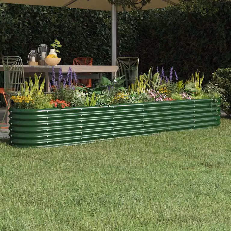 Letto rialzato da giardino vidaXL in acciaio zincato verde L: 260 cm, P: 40 cm, H: 36 cm
