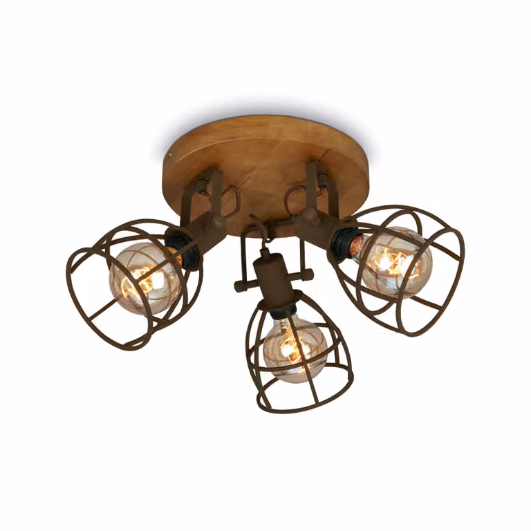 Faretto da soffitto Spot retrò orientabile 3xE27 Ø29cm 25W marrone scuro Briloner