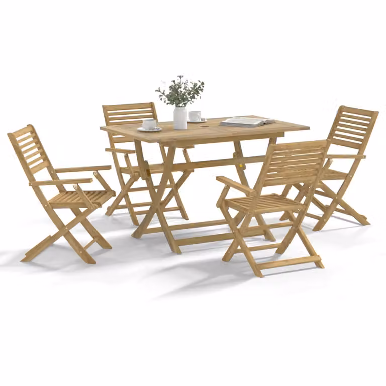 Set da pranzo per giardino vidaXL in legno di acacia marrone, 5 pezzi, L: 120 cm, P: 70 cm, H: 75 cm