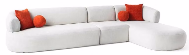 Divano ad angolo, forma a L, per soggiorno, moderno, imbottito, elegante