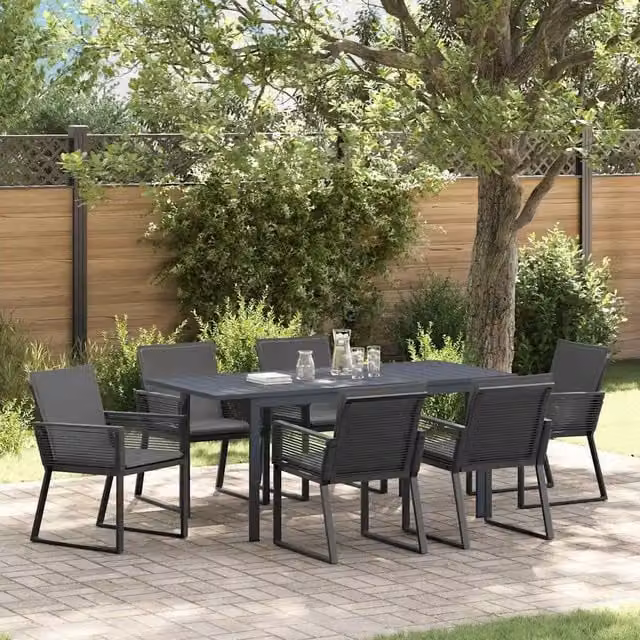 Set da Pranzo per Giardino 7 pz Antracite polyrattan 3378822