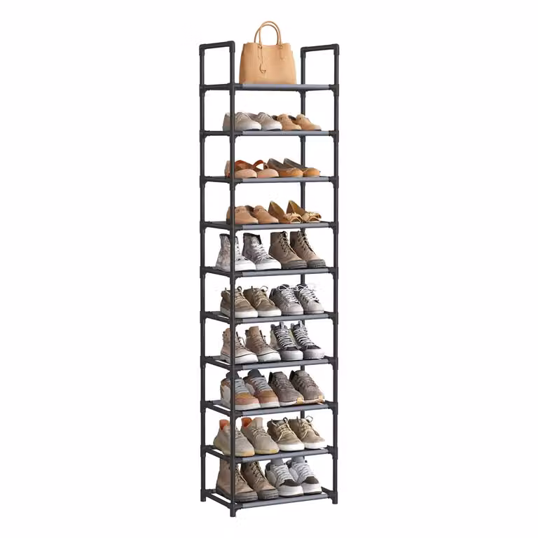 Scarpiera a 10 Scaffale Portascarpe Ripiani Nero | SONGMICS, Grigio / 28 x 45 x 173 cm