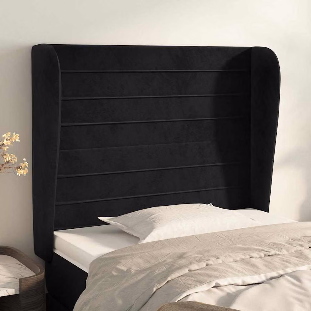 Testiera ad orecchio vidaXL in velluto nero L: 93 cm, P: 23 cm, H: 118-128 cm