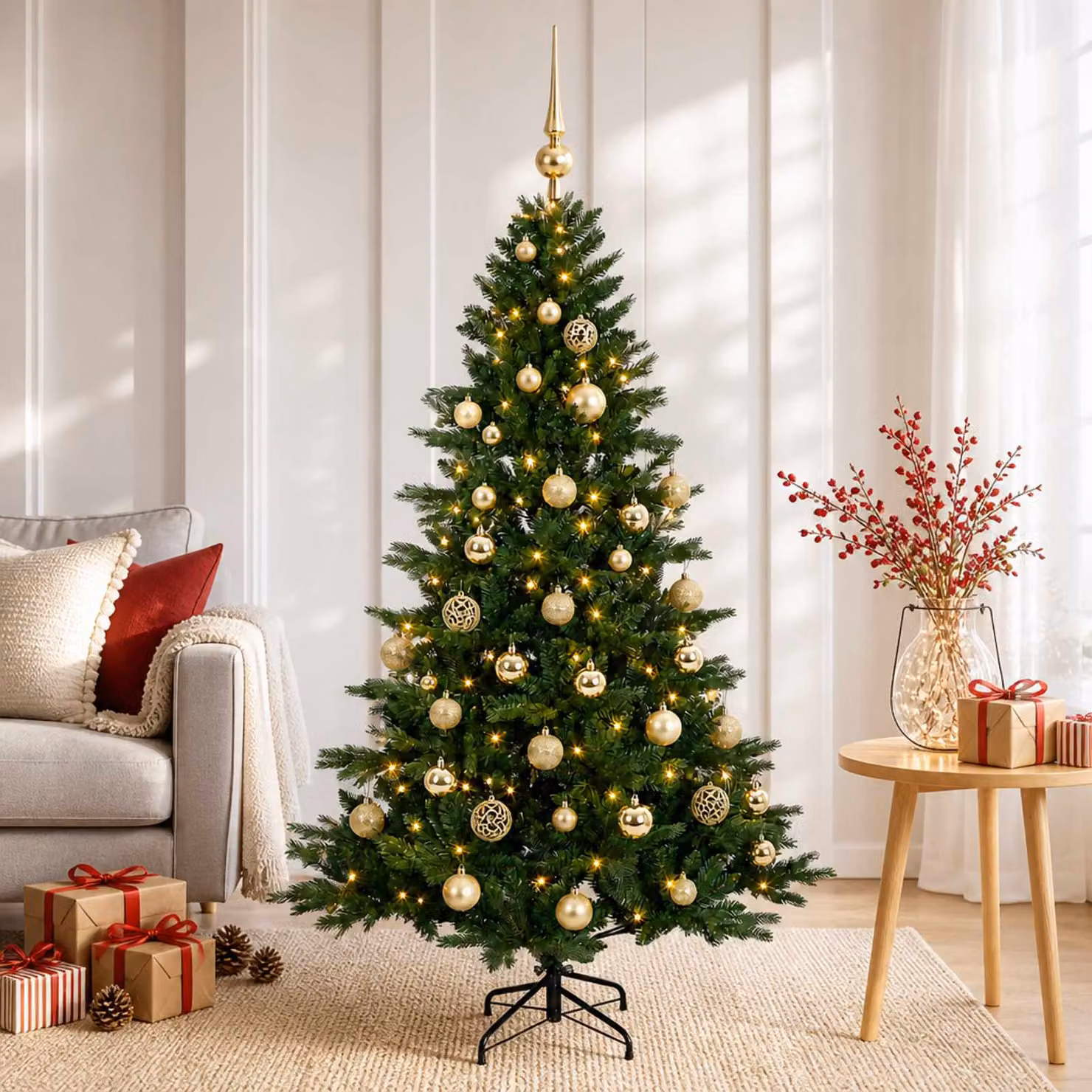 vidaXL Albero di Natale artificiale con palline 150 cm 150 LED