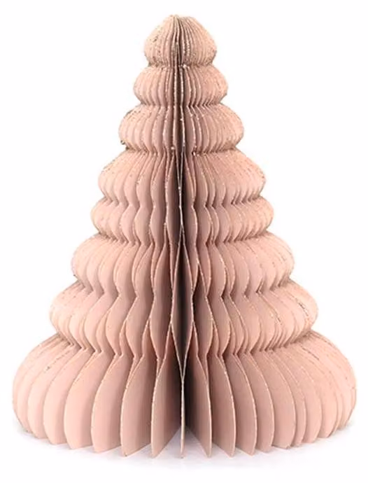 Albero di Natale in carta alveolare, colore naturale, codice Pantone 14-1316 TCX, altezza 20 cm