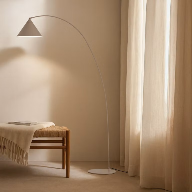 Lampada da terra Triangolo Lindby, Crema / Ambra, Soggiorno / Sala da pranzo, Metallo, Moderno, Lampada da terra