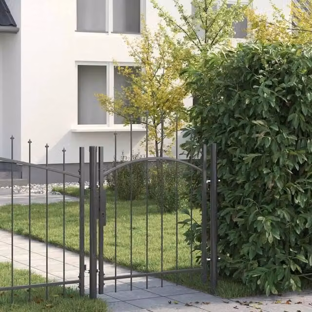 Cancello singolo da giardino vidaXL in acciaio grigio L: 100 cm, H: 125 cm
