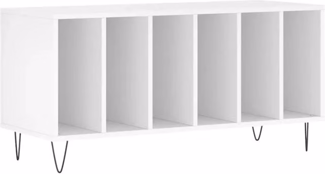 Mobile portadischi classico e pratico 100 x 38 x 48 cm in legno composito bianco 02_0049146