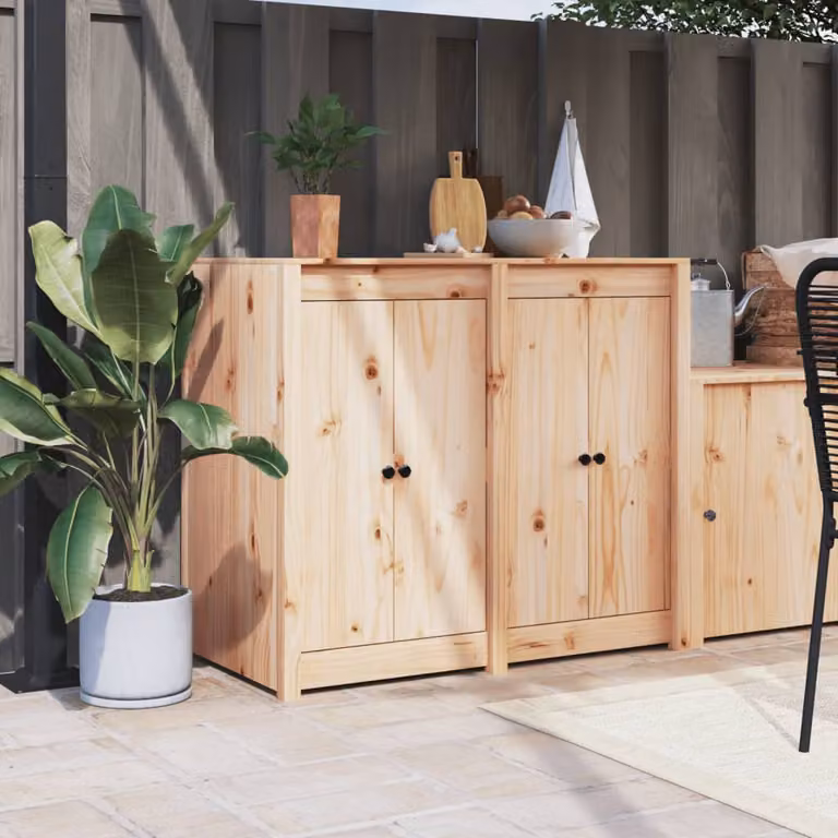 Mobile da cucina da esterno MEPPEL vidaXL in legno massello di pino marrone, stile rustico, L: 92 cm, P: 55 cm, H: 106 cm