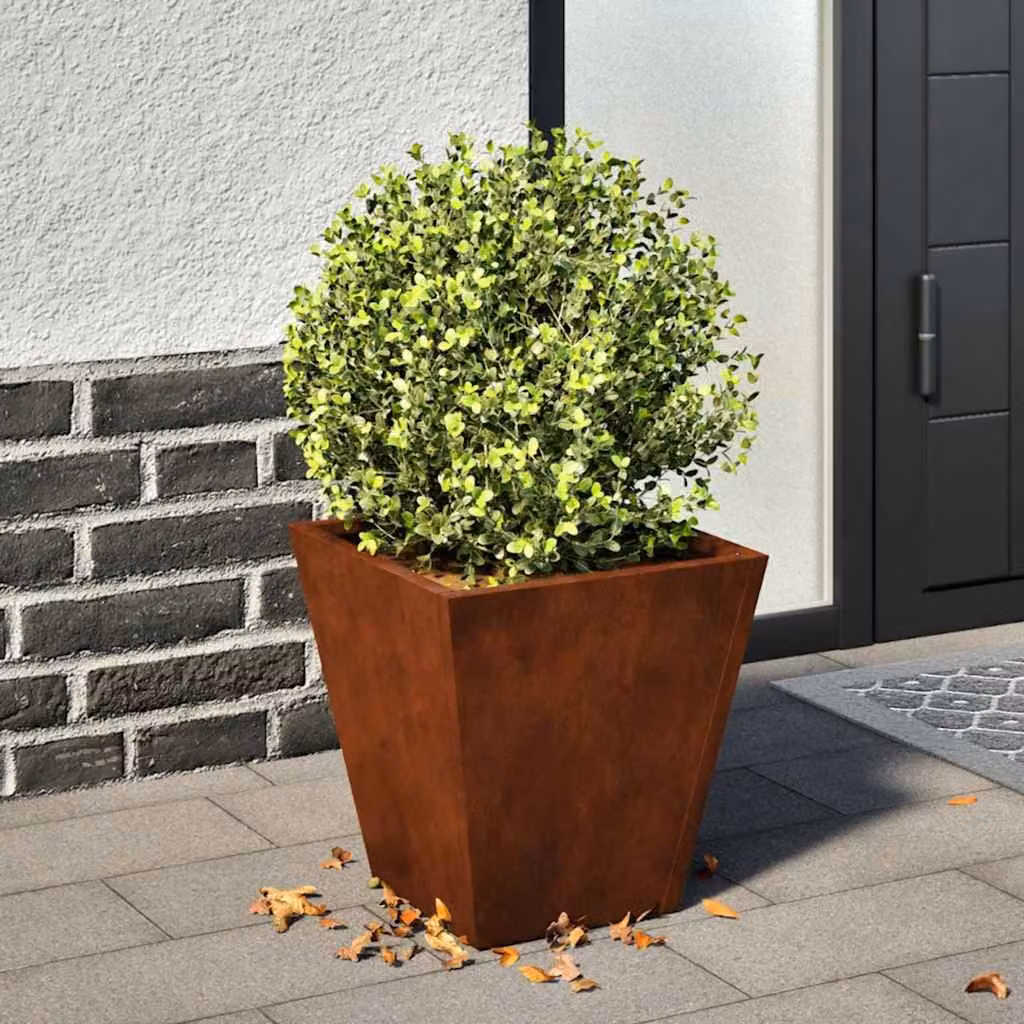 Set di 2 fioriere da giardino vidaXL in acciaio color marrone, L/P/H: 30 x 30 x 30 cm