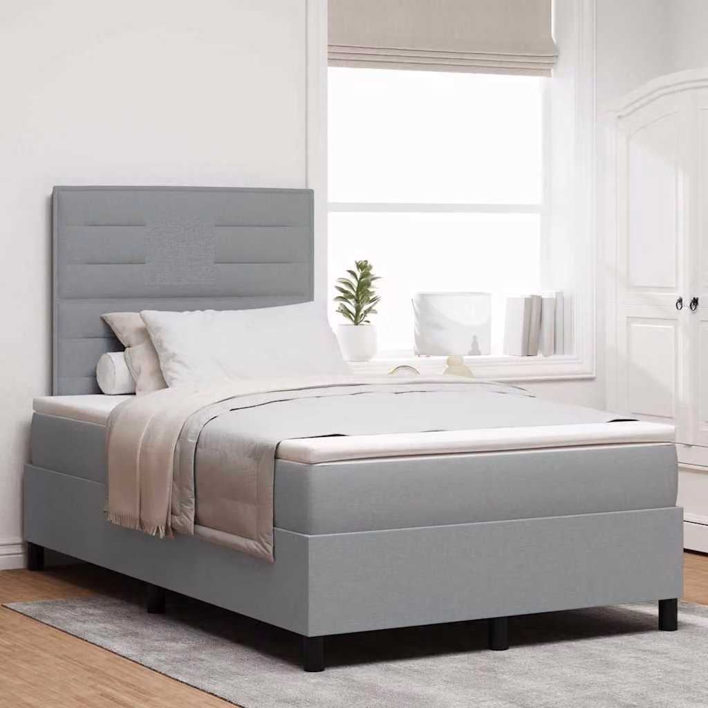 Maison Exclusive - Letto boxspring con materasso Grigio chiaro 120 x 200 cm Tessuto