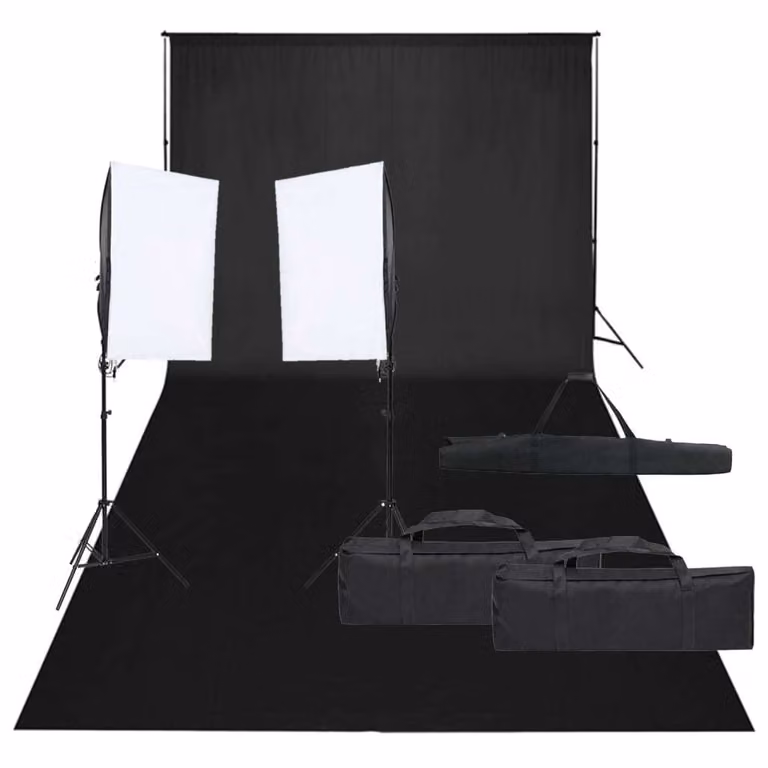 vidaXL Set per studio fotografico con illuminazione e sfondo