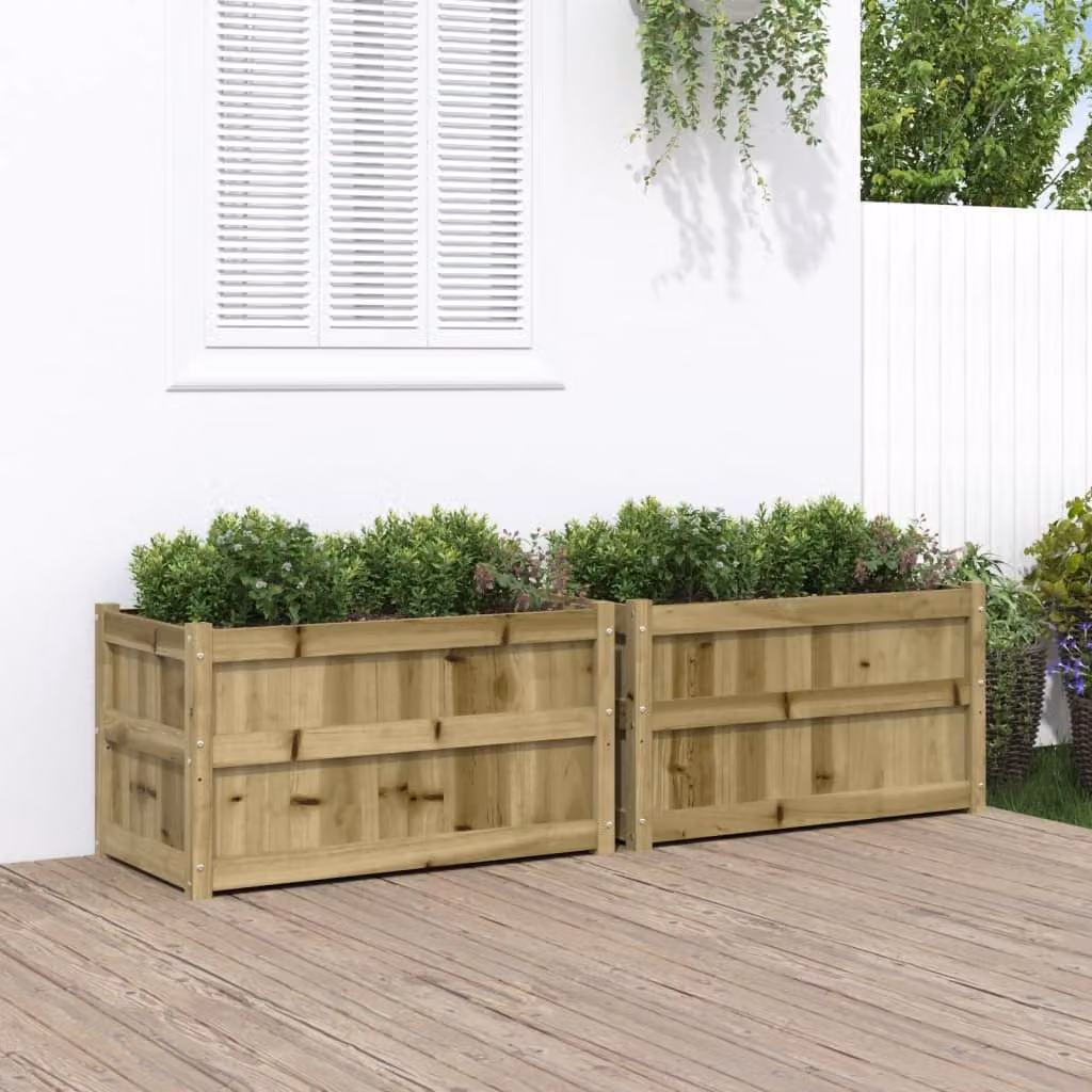 Set di 2 fioriere da giardino vidaXL in legno di pino impregnato marrone – 1