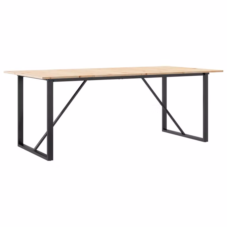 Tavolo da Pranzo Telaio a O 200x100x75 cm Legno Pino e Acciaio