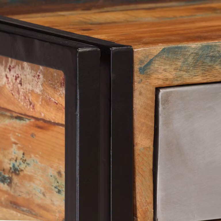 Tavolino con 3 cassetti in legno massiccio antico 100x50x35 cm