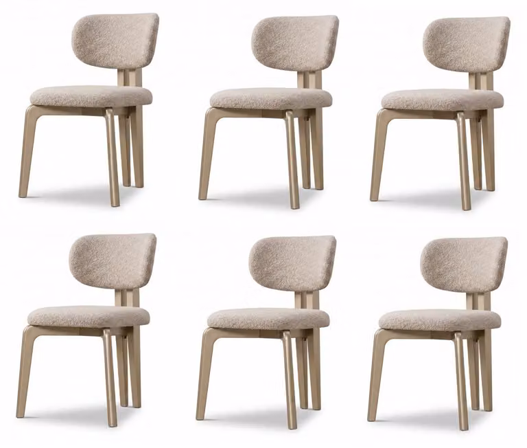 Sedie da pranzo (6 unità) in stile beige moderno, con imbottitura di alta qualità, adatte a un ambiente elegante