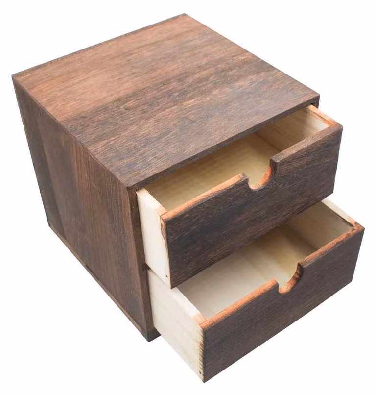 Omgoods - Organizzatore da scrivania in legno con 2 cassetti, ideale per l'ufficio e per prodotti cosmetici