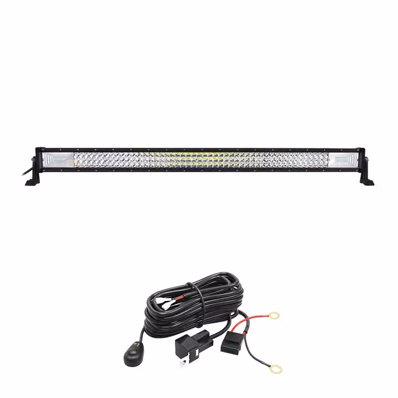 Striscia luminosa a LED, design a tre file, lampada da lavoro diritta, 42 pollici con set di cavi