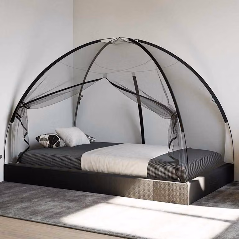 Zanzariera Mongolia con Porte vidaXL, Colore Nero, L 200 x P 120 x H 130 cm