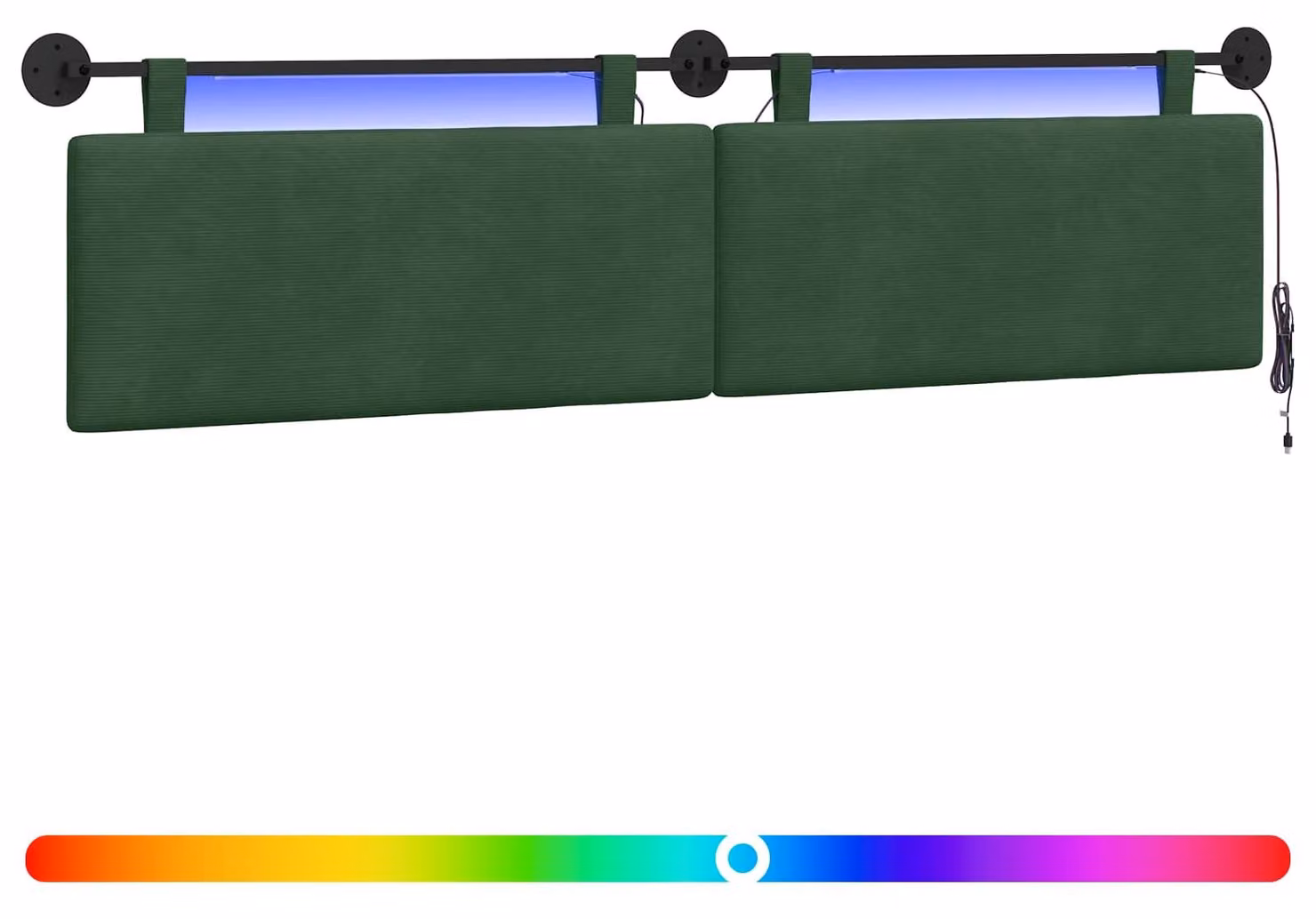 Testiera sospesa Con luce LED Verde Giungla Tessuto in Cords