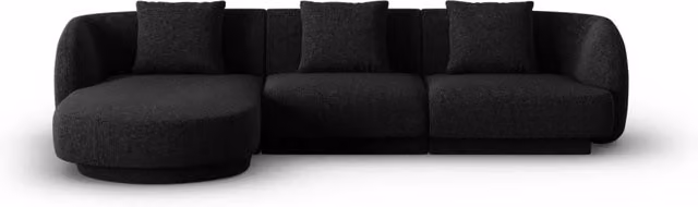 Divano angolare sinistro Tulum Cosmopolitan Design a 4 posti in ciniglia nero L/P/H: 255 x 106 x 70 cm – 1