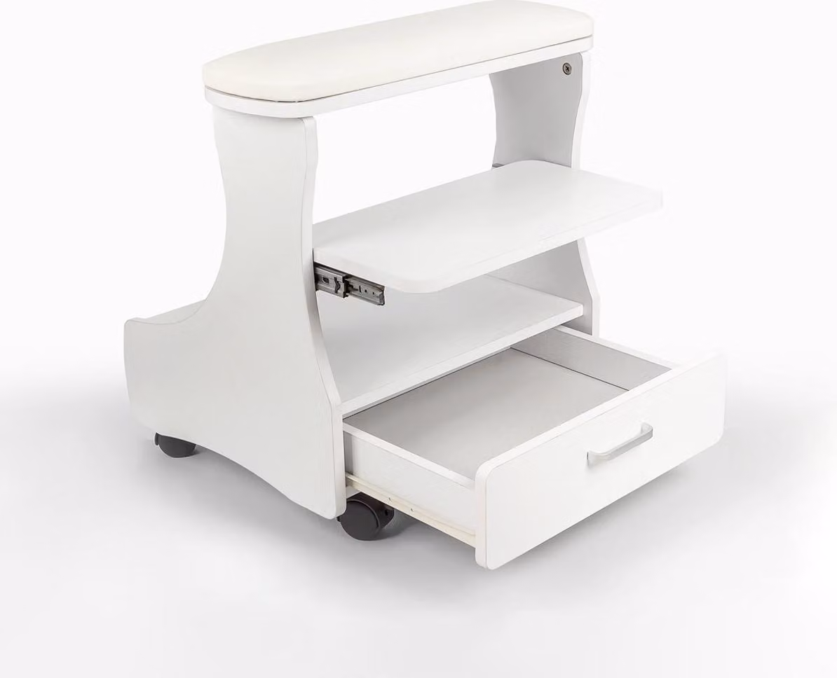 Poggiapiedi per pedicure con cuscino, cassetto e 4 ruote Kaekoon