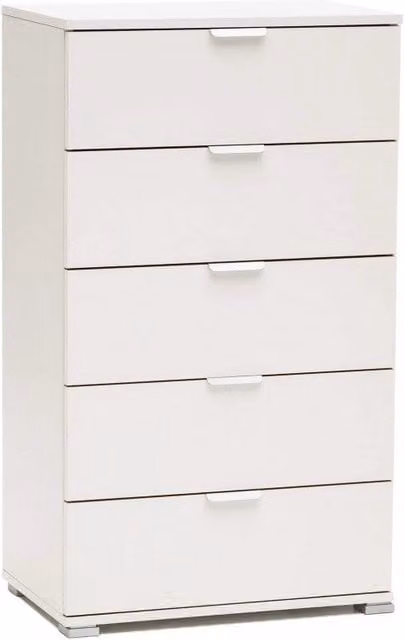 Cassettiera 5 Cassetti Bianca 60x38x103 h cm in Truciolare bilaminato Bianco