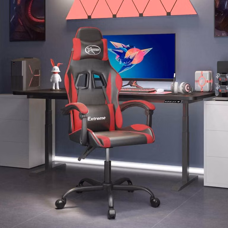 Sedia da gaming - Sedia da ufficio - Sedia per videogiochi - Sedia da lavoro - Sedia girevole - Schienale regolabile - Seduta in ecopelle