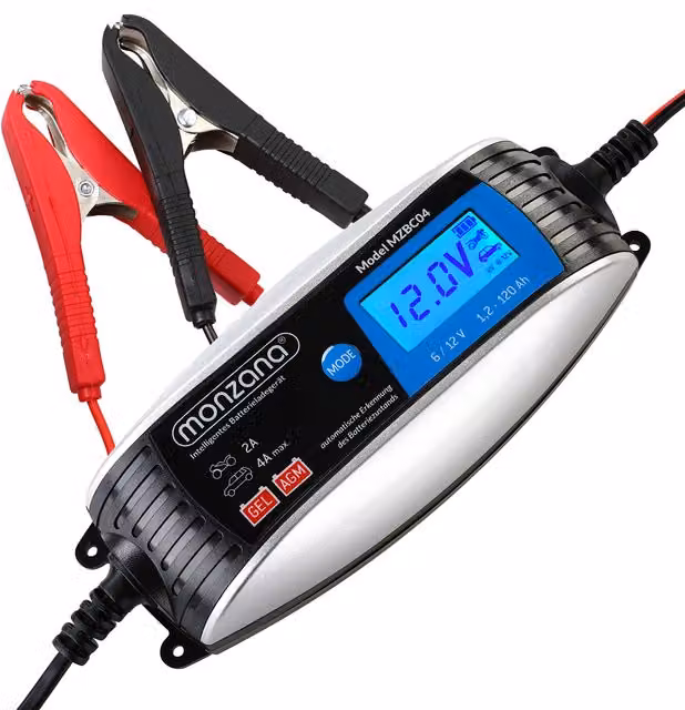 Caricatore batteria auto Monzana 6V/12V DC 4A/2A con display LCD multicolore