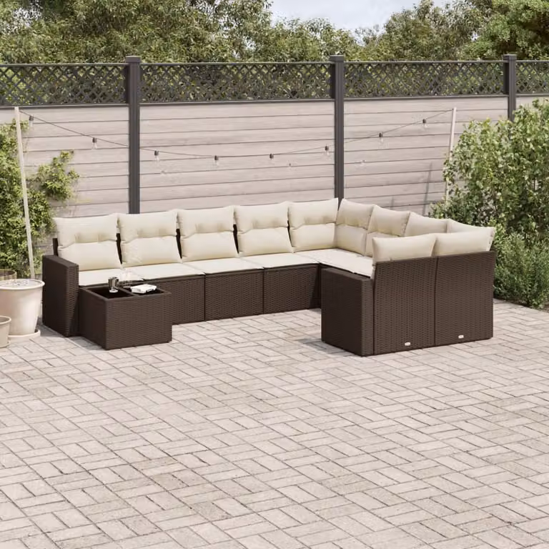 Maison Exclusive - Set Divani da Giardino 10pz con Cuscini in Polyrattan Marrone