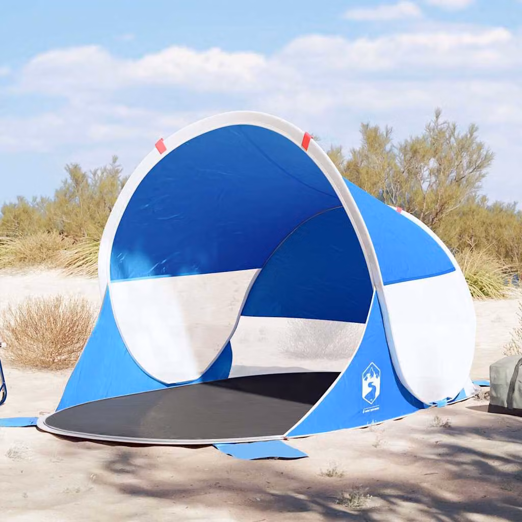 vidaXL Tenda da Spiaggia Pop-Up Impermeabile in Poliestere, Azzurra