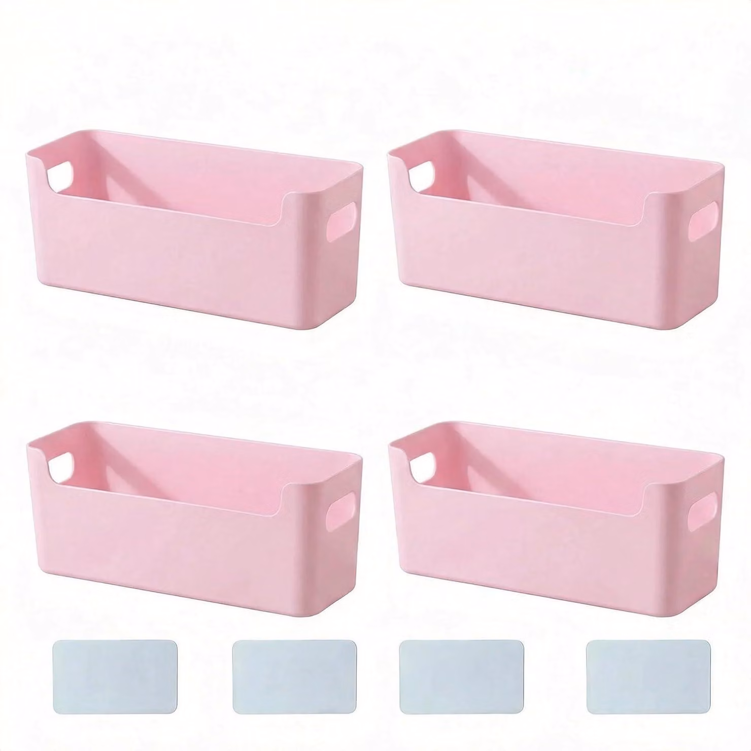 Contenitori in plastica, confezione da 4, dimensioni 24x17x10 cm, con maniglia, adatti per cucina e bagno