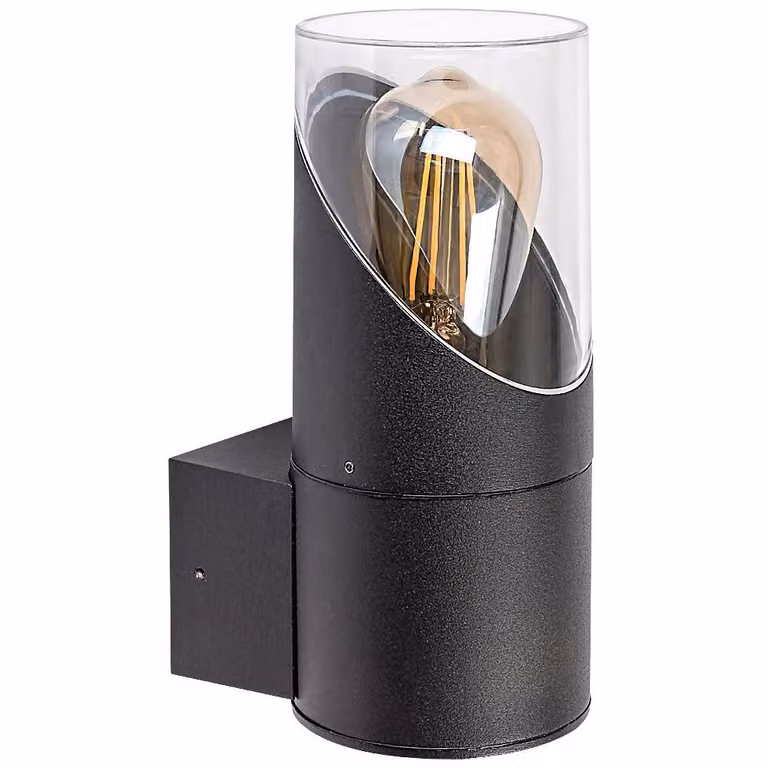 Rabalux 7236 Applique da esterno Novigrad, E27, alluminio, nero, rotondo, moderno, IP54, ø85mm