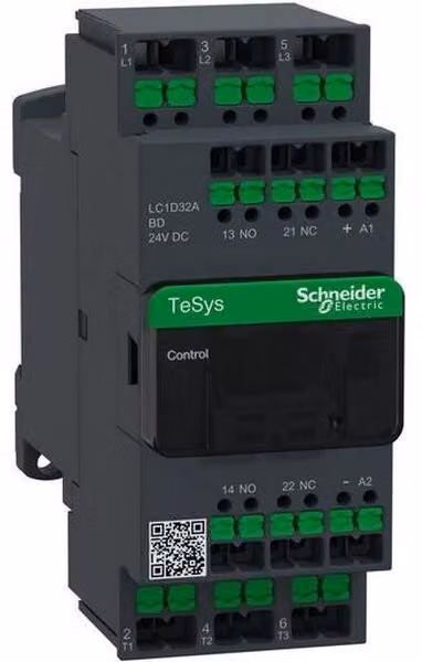 Schneider Electric LC1D32ABD - Contattore LC1D, potenza 15 kW, 32 A, 400 V AC3, 24 V DC, montaggio a incasso