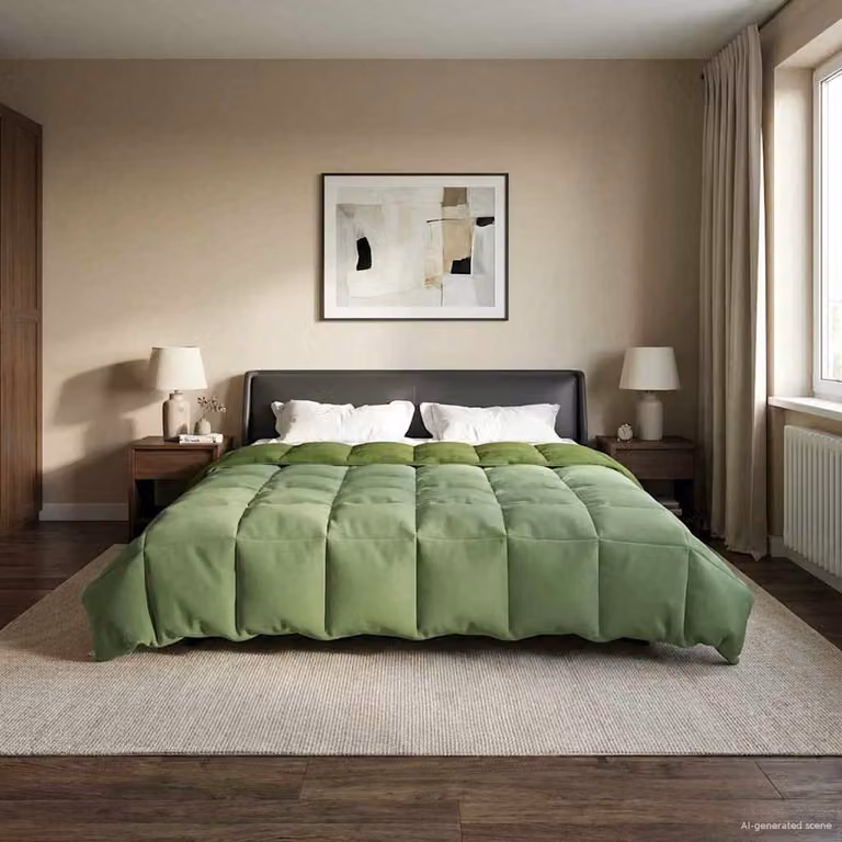 Piumone Completo Annuale 4 Stagioni vidaXL in Microfibra Traspirante e Reversibile, Verde, L 240 x P 220 cm