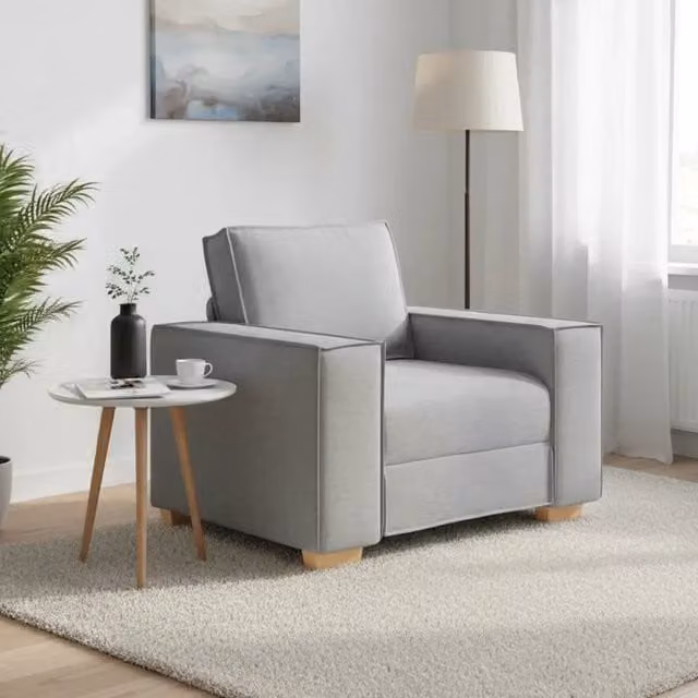 Poltrona Lounge moderna vidaXL in tessuto grigio con braccioli L: 100 cm, P: 78 cm, H: 84 cm
