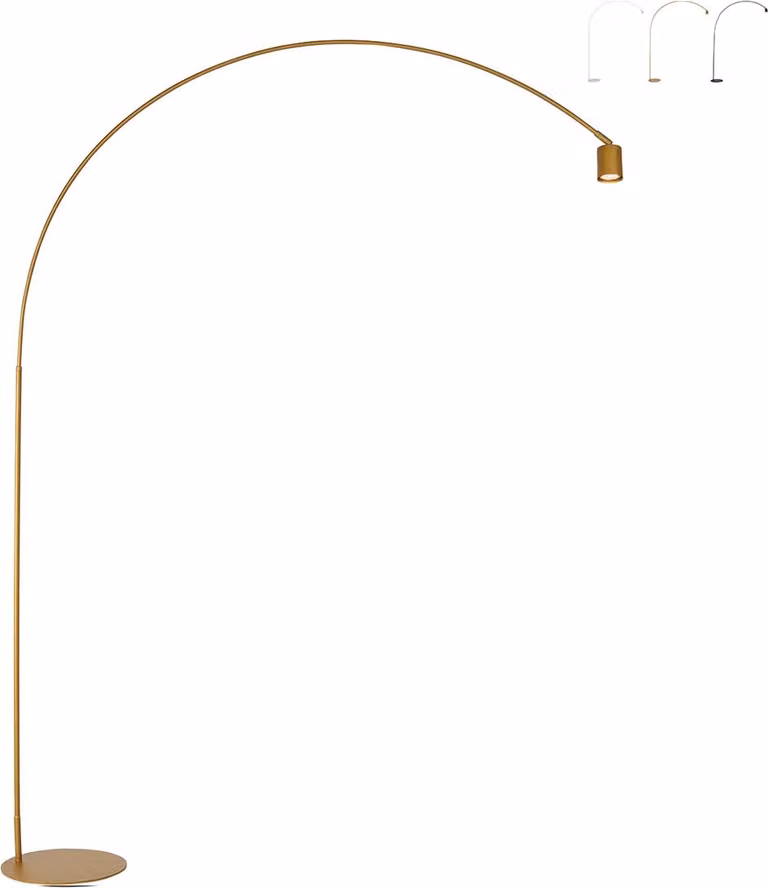 Lampada da terra MAISON curva in metallo dorato con punto luce regolabile
