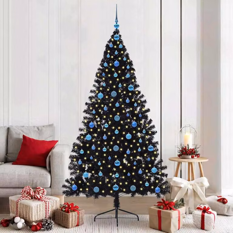 Maison Exclusive - Albero di Natale artificiale preilluminato Nero 210 cm PVC