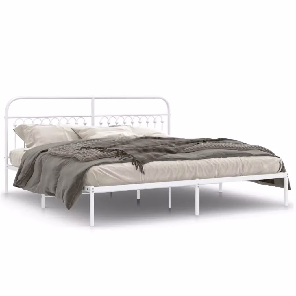 Letto con testiera in metallo bianco vidaXL L/P/H: 200 x 200 x 100 cm – 2