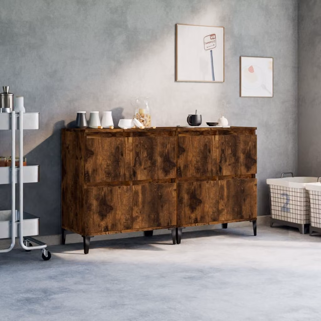 Set di 2 credenze vidaXL in legno Rovere Fumo, L: 60 cm, P: 35 cm, H: 70 cm