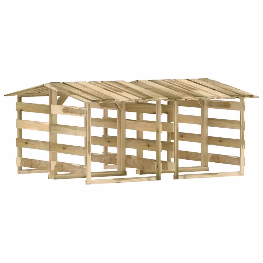 Videx Set di 4 Pergole con Tetto a Capanna in Legno, Colore Verde e Beige, L/P/H: 100 x 90 x 100 cm