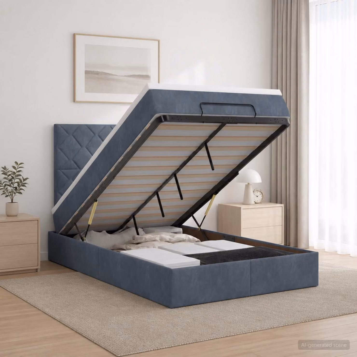 Letto ottomano con materasso vidaXL in velluto con base a sollevamento L/P/H: 120 x 193 x 128 cm