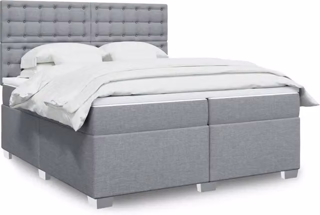 Letto Ibrido con Giroletto a Molle e Materasso vidaXL in Grigio Chiaro e Bianco L/P: 200 x 200 cm