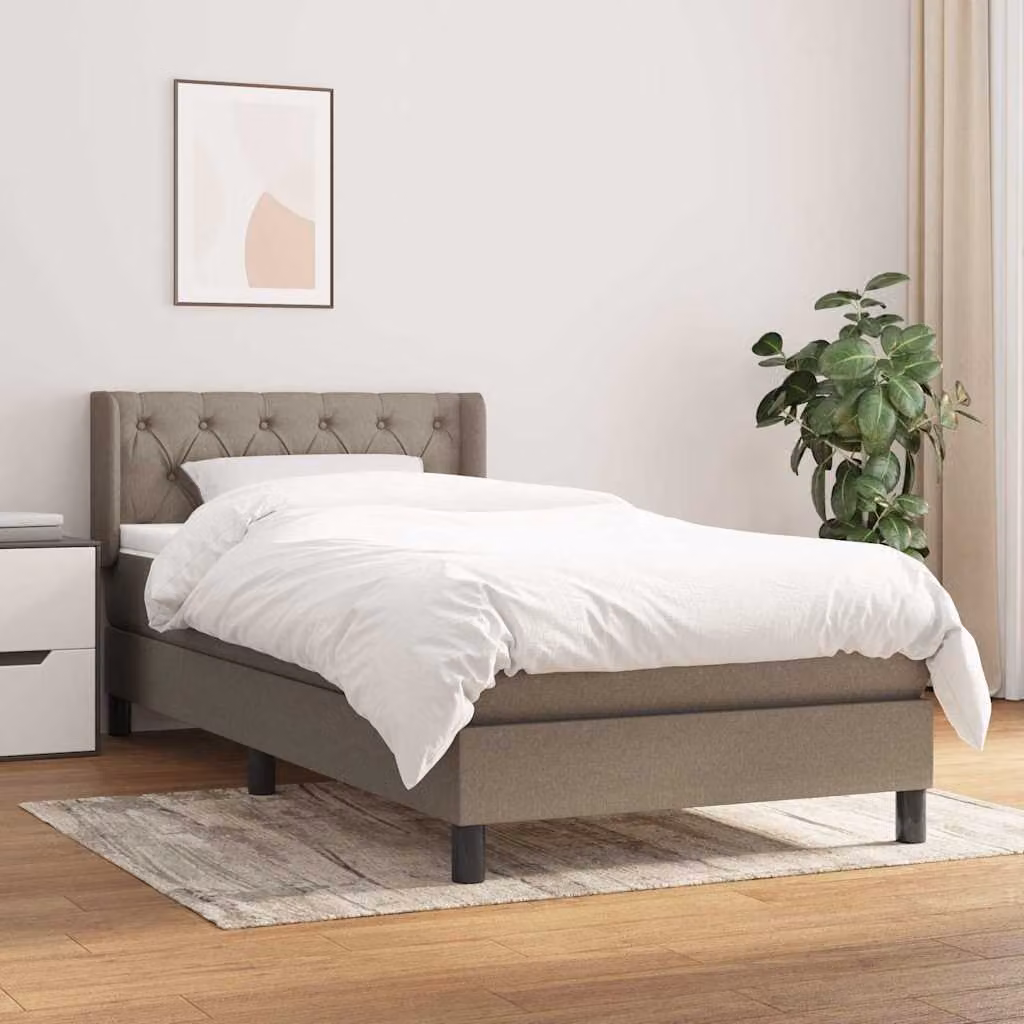vidaXL Giroletto a Molle con Materasso Ibrido in Tessuto, Colore Tortora, L/P/H: 80 x 200 x 83 cm – 1