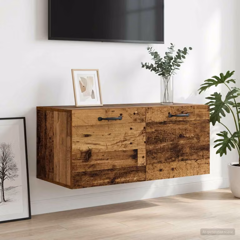 Armadietto a muro vidaXL in legno marrone opaco per soggiorno o ufficio, L: 80 cm, P: 36,5 cm, H: 35 cm