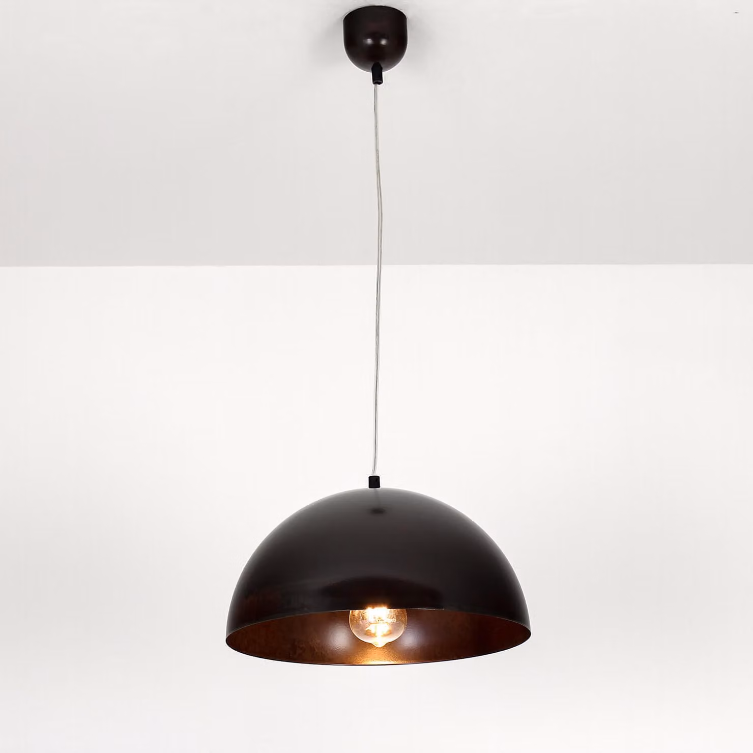 Lampada a sospensione VintageIndustrie "Hemisphere" marrone in metallo antico lampada a sospensione soggiorno tavolo da pranzo