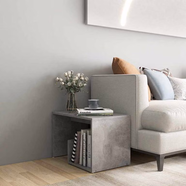 Tavolino moderno vidaXL in legno multistrato e composito, colore grigio, L: 59 cm, P: 36 cm, H: 38 cm